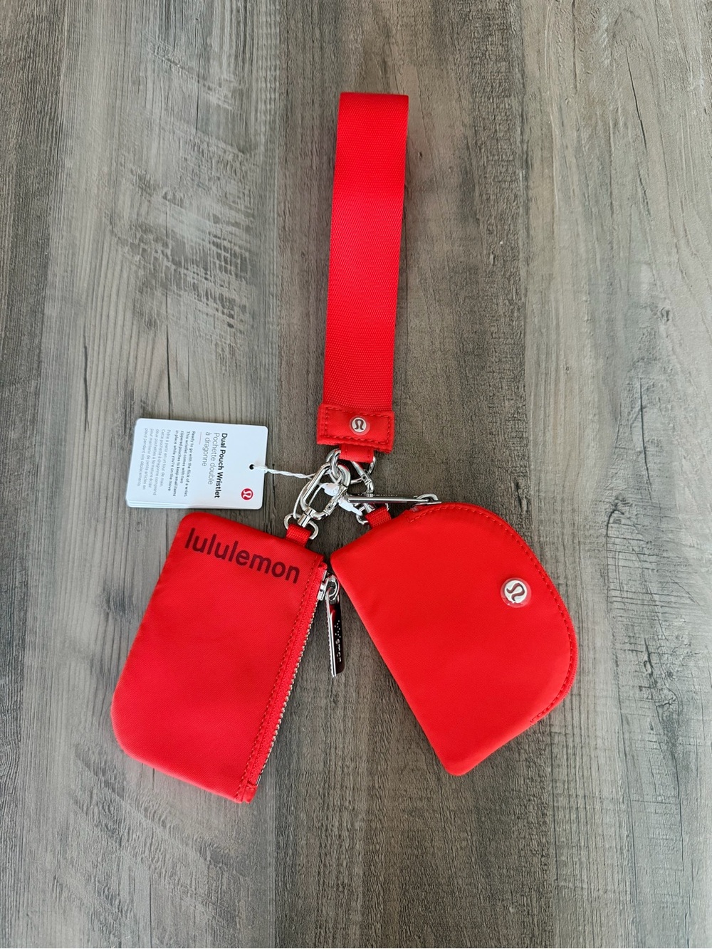 NWT Lululemon Dual Pouch Wristlet *Cherry ember/Cranberry & Silver*